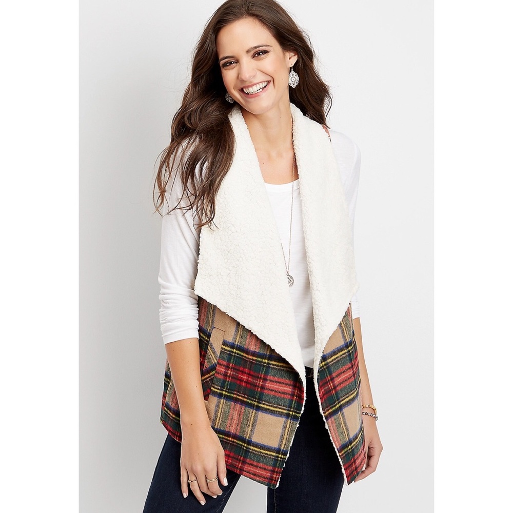 Maurices Plaid Sherpa Lined Vest Size 3X